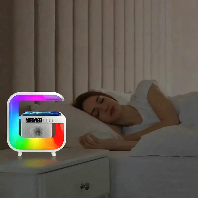 Réveil arc lumineux LED multicolore avec haut-parleur Bluetooth -  - reveil-luminotherapie-bluetooth - ["bluetooth","luminoth\u00e9rapie","R\u00e9veil bluetooth","veilleuse"]