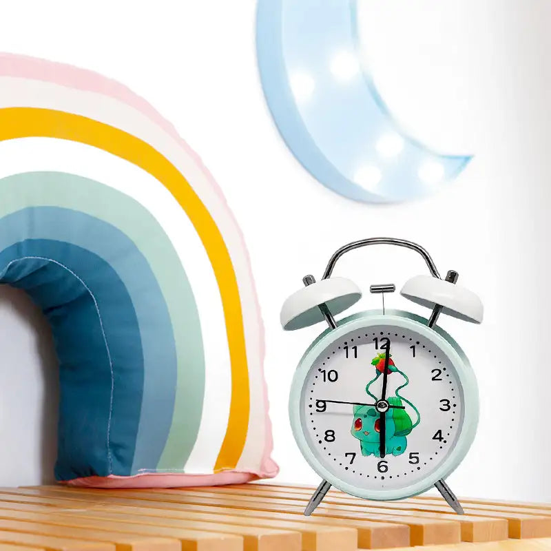 Réveil bleu pastel en métal motif Bulbizarre -  - reveil-pokemon-bulbizar - ["pok\u00e9mon"]