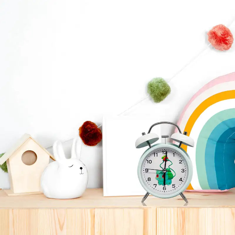 Réveil bleu pastel en métal motif Bulbizarre -  - reveil-pokemon-bulbizar - ["pok\u00e9mon"]