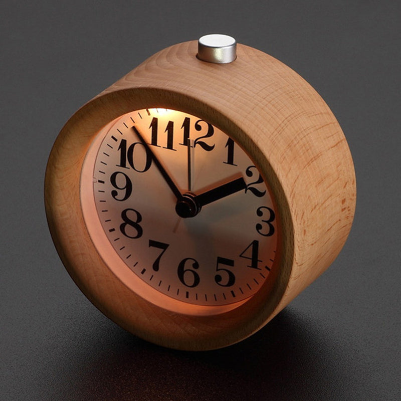 Réveil rond en bois clair naturel massif -  - reveil-bois-aiguilles - ["analogique","petit","radio bois","radio reveil bois","simple","vintage"]