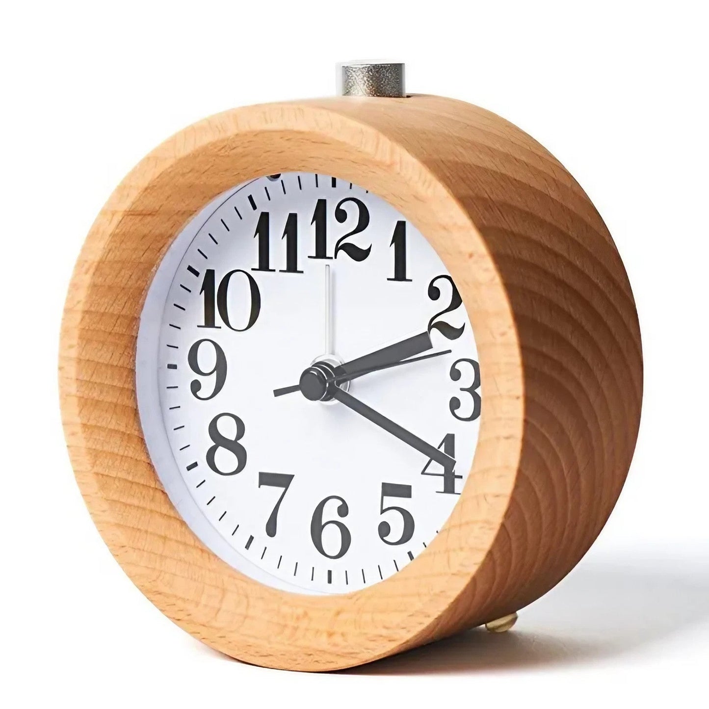 Réveil rond en bois clair naturel massif -  - reveil-bois-aiguilles - ["analogique","petit","radio bois","radio reveil bois","simple","vintage"]