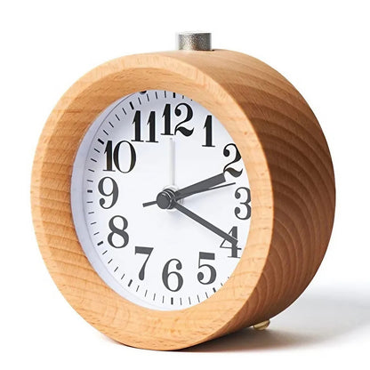 Réveil rond en bois clair naturel massif -  - reveil-bois-aiguilles - ["analogique","petit","radio bois","radio reveil bois","simple","vintage"]