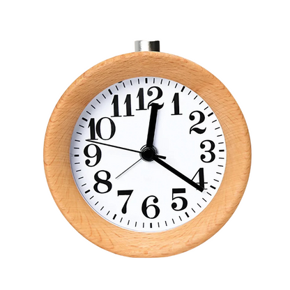 Réveil rond en bois clair naturel massif -  - reveil-bois-aiguilles - ["analogique","petit","radio bois","radio reveil bois","simple","vintage"]