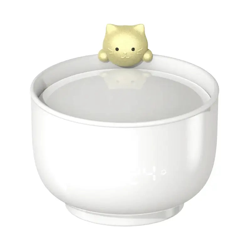 Réveil bol blanc avec figurine chat doré -  - reveil-veilleuse-lampe - ["chat","veilleuse"]