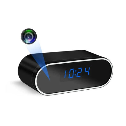 Réveil projecteur LED noir avec affichage bleu -  - reveil-camera-espion-hd - ["camera espion","lumineux","num\u00e9rique","r\u00e9veil digital","simple"]