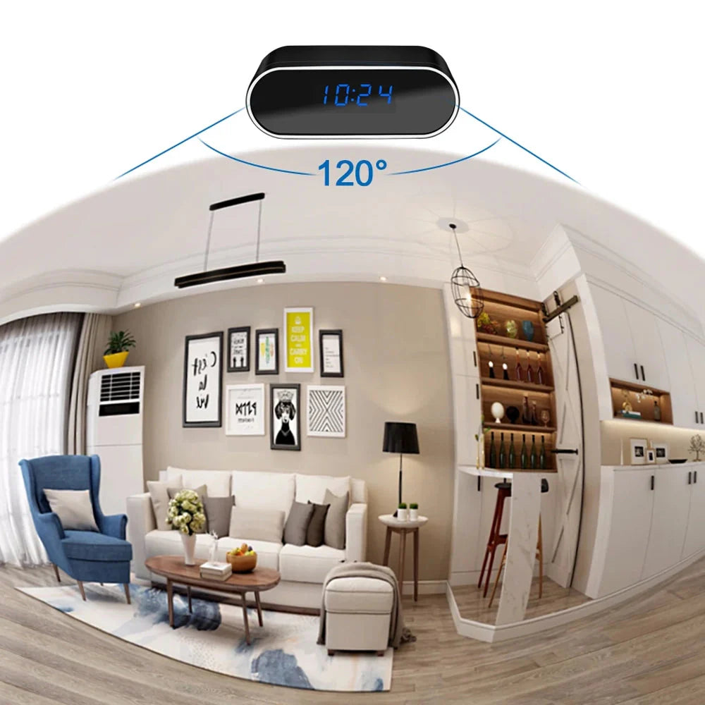 Réveil projecteur LED noir avec affichage bleu -  - reveil-camera-espion-hd - ["camera espion","lumineux","num\u00e9rique","r\u00e9veil digital","simple"]