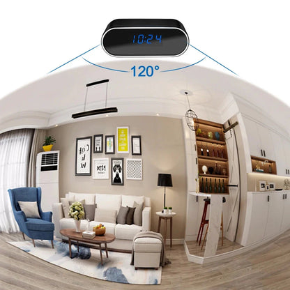 Réveil projecteur LED noir avec affichage bleu -  - reveil-camera-espion-hd - ["camera espion","lumineux","num\u00e9rique","r\u00e9veil digital","simple"]