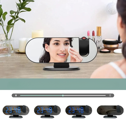 Réveil projecteur ovale noir avec caméra intégrée Wi-Fi -  - reveil-camera-espion-wifi - ["cam\u00e9ra espion","connect\u00e9","moderne","num\u00e9rique","r\u00e9veil digital"]