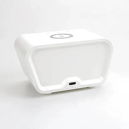 Réveil carré blanc avec écran LED et chargeur induction -  - reveil-connecte-chargeur-induction - ["connect\u00e9","digital","num\u00e9rique","petit reveil","r\u00e9veil digital","simple"]