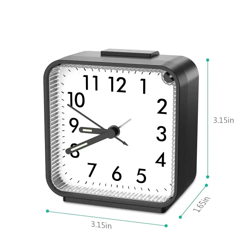 Réveil carré blanc moderne à aiguilles lumineuses -  - reveil-a-pile-quartz-lumineux - ["analogique","Jour Nuit","lumineux","petit reveil","Radio R\u00e9veil Lumineux","R\u00e9veil Analogique","simple","voyage"]