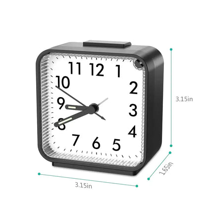 Réveil carré blanc moderne à aiguilles lumineuses -  - reveil-a-pile-quartz-lumineux - ["analogique","Jour Nuit","lumineux","petit reveil","Radio R\u00e9veil Lumineux","R\u00e9veil Analogique","simple","voyage"]