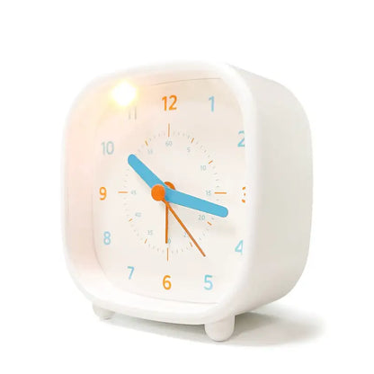 Réveil carré blanc pour enfant chiffres colorés -  - reveil-enfant-8-ans - ["analogique","petit","petit reveil","r\u00e9veil analogique","simple"]