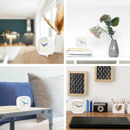 Réveil carré blanc pour enfant chiffres colorés -  - reveil-enfant-8-ans - ["analogique","petit","petit reveil","r\u00e9veil analogique","simple"]