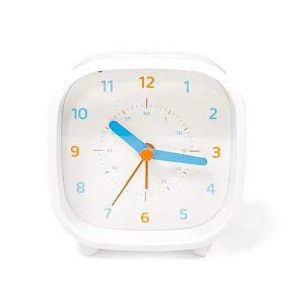 Réveil carré blanc pour enfant chiffres colorés -  - reveil-enfant-8-ans - ["analogique","petit","petit reveil","r\u00e9veil analogique","simple"]