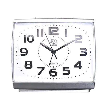 Réveil carré en métal argenté à grands chiffres -  - reveil-simple-pour-senior - ["Jour Nuit"]