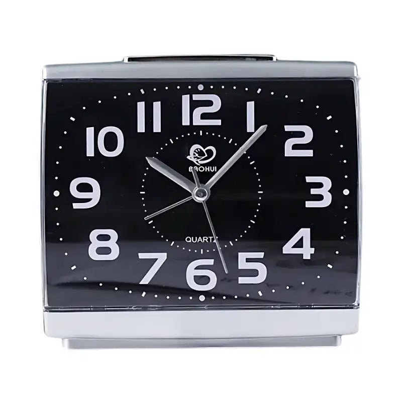 Réveil carré en métal argenté à grands chiffres -  - reveil-simple-pour-senior - ["Jour Nuit"]