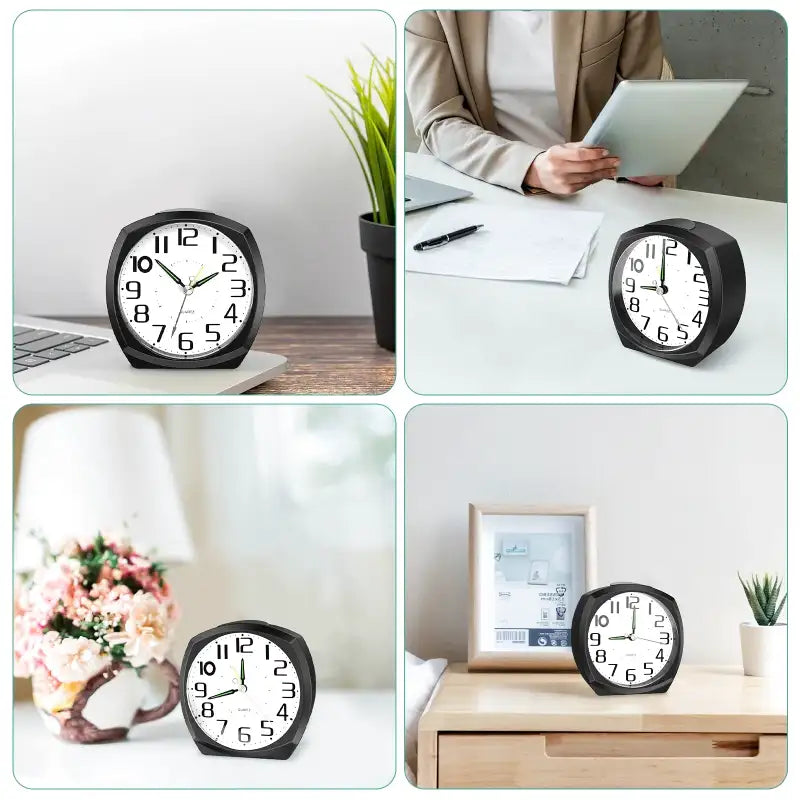 Réveil carré moderne noir avec aiguilles colorées -  - reveil-simple-et-sympa - []