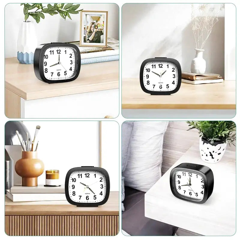 Réveil carré noir en plastique brillant à chiffres larges -  - reveil-simple-et-efficace - []