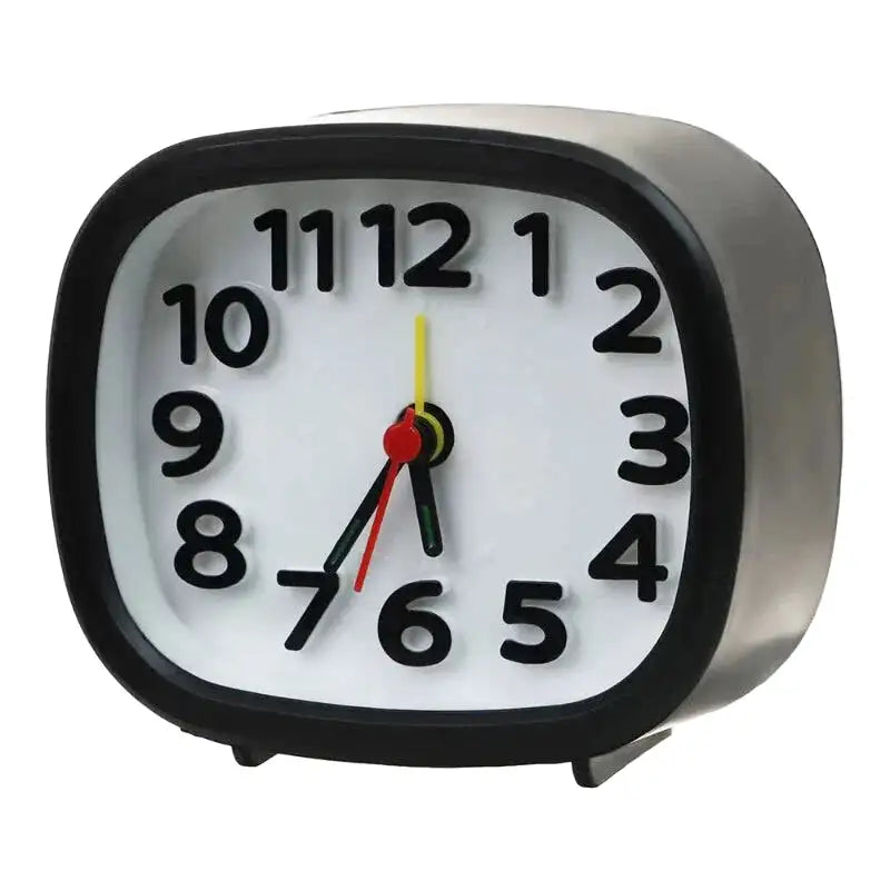 Réveil carré noir mat à aiguilles colorées -  - reveil-a-pile-sans-tic-tac - ["analogique","petit","petit reveil","R\u00e9veil Analogique","simple"]