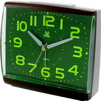 Réveil carré quartz vert avec chiffres blancs contrastés