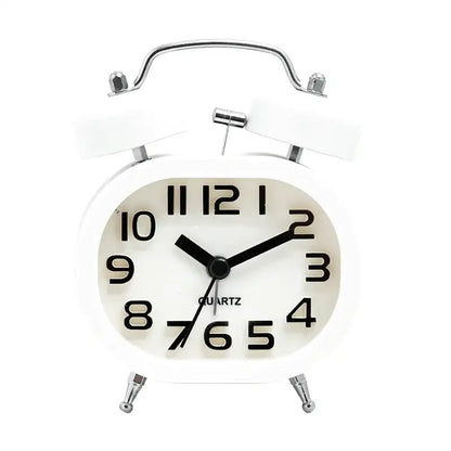 Réveil carré mat avec clochettes argentées design scandinave