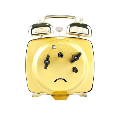 Réveil carré vintage en métal doré à double cloche