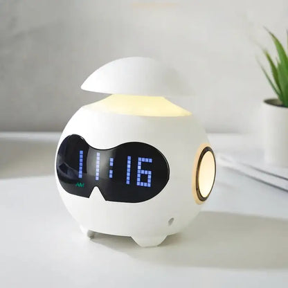 Réveil champignon numérique en plastique blanc lumineux