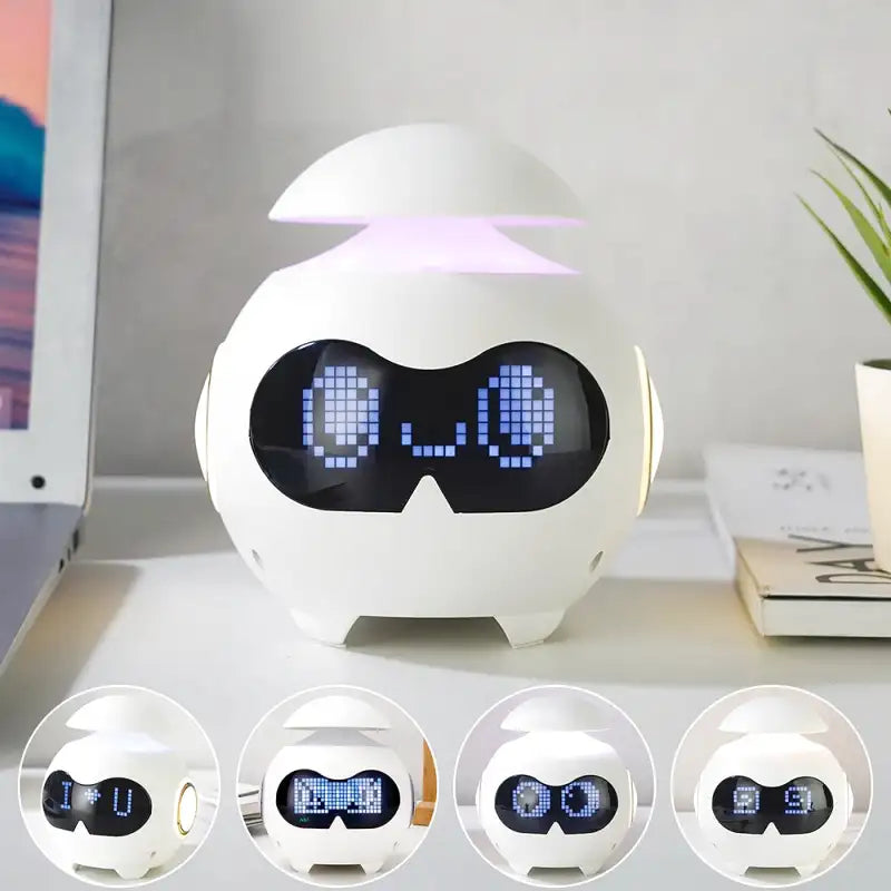 Réveil champignon numérique en plastique blanc lumineux