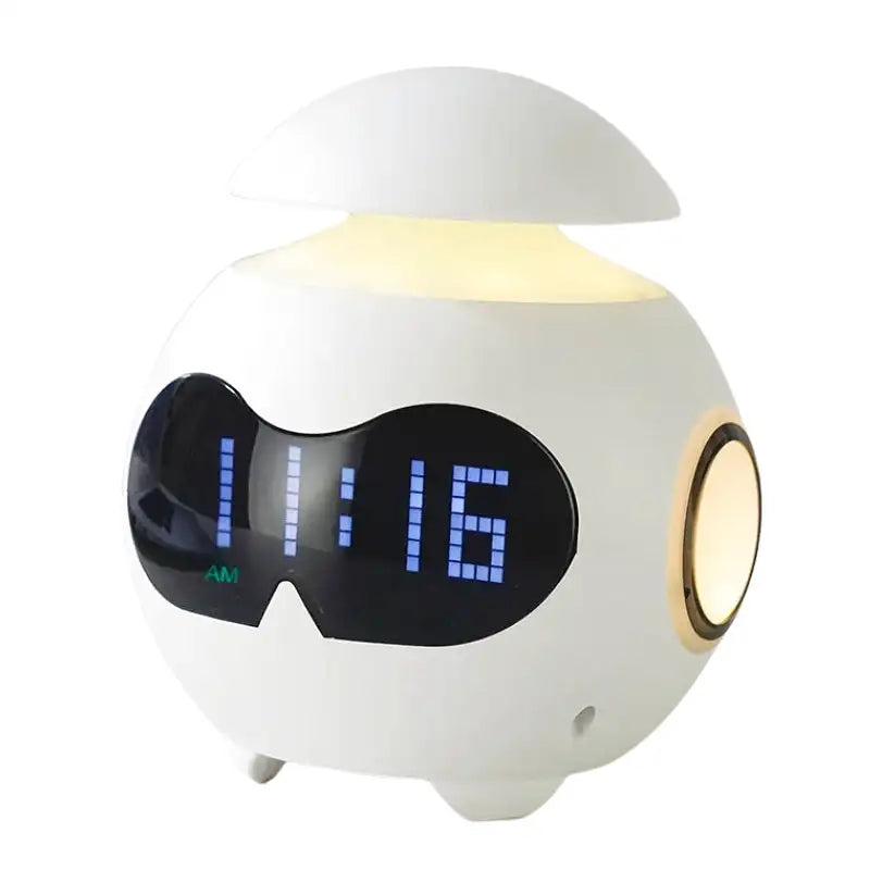 Réveil champignon numérique en plastique blanc lumineux