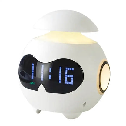 Réveil champignon numérique en plastique blanc lumineux