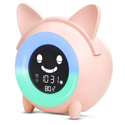 Réveil chat numérique bleu avec affichage LED coloré