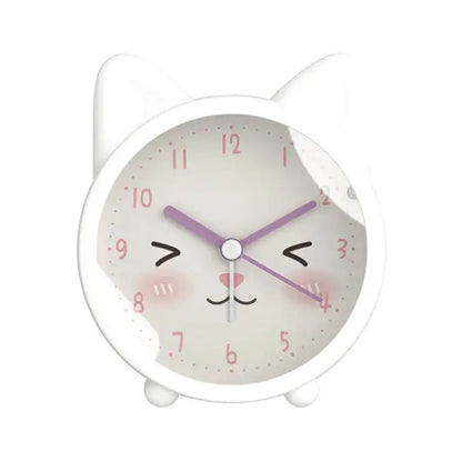 Réveil chat rond en plastique beige avec oreilles