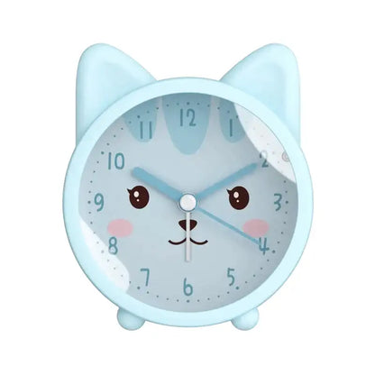 Réveil chat rond en plastique beige avec oreilles
