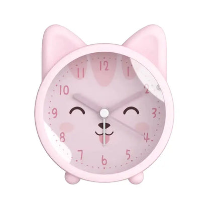 Réveil chat rond en plastique beige avec oreilles