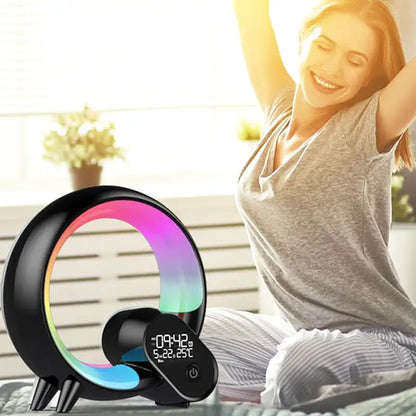 Réveil circulaire LED dégradé en plastique lisse