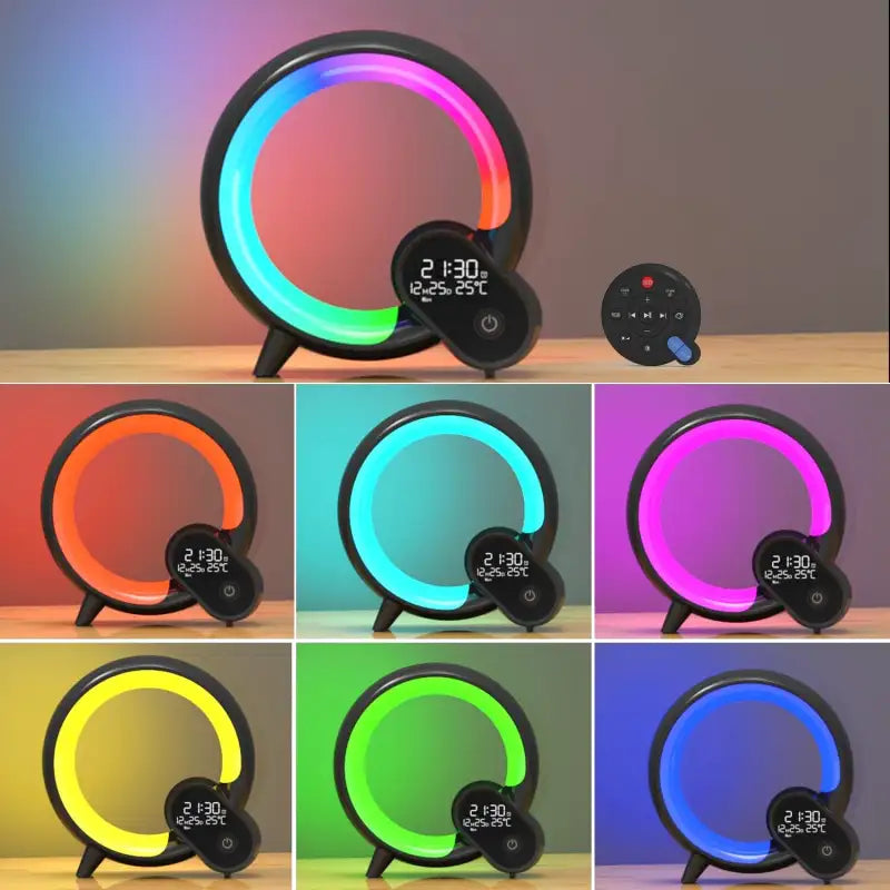 Réveil circulaire LED dégradé en plastique lisse