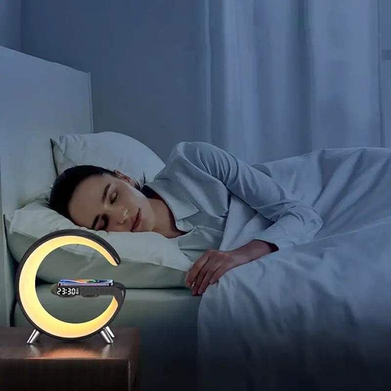 Réveil circulaire LED multicolore avec affichage numérique