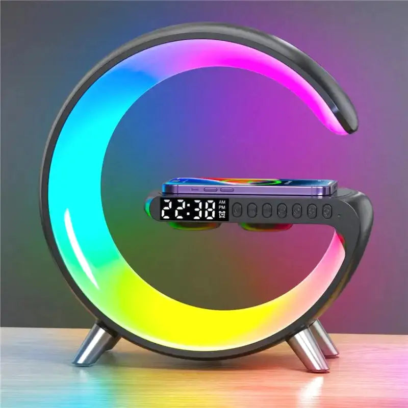 Réveil circulaire LED multicolore avec affichage numérique