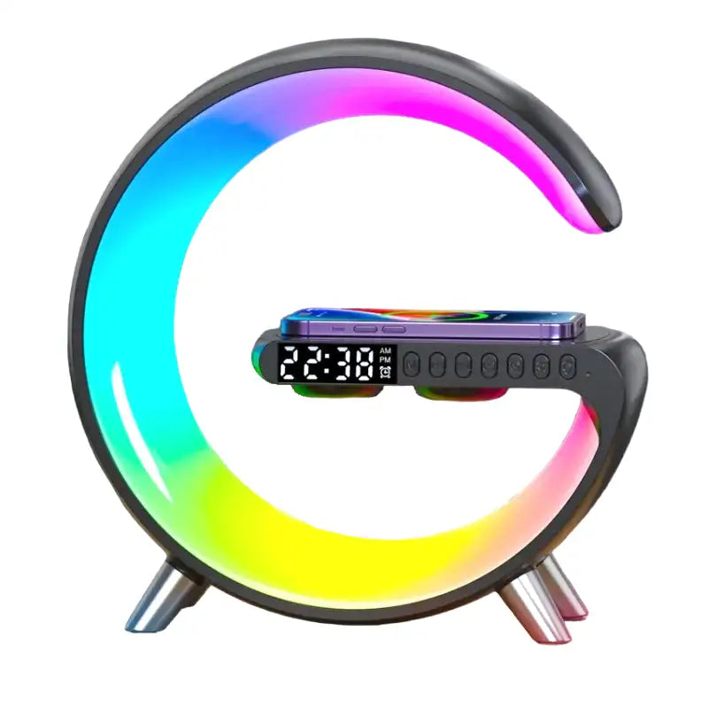 Réveil circulaire LED multicolore avec affichage numérique