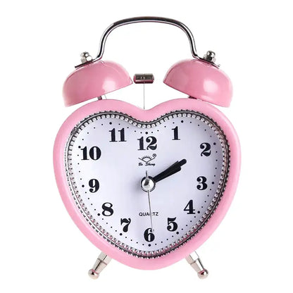 Réveil cœur rouge en métal avec strass brillants
