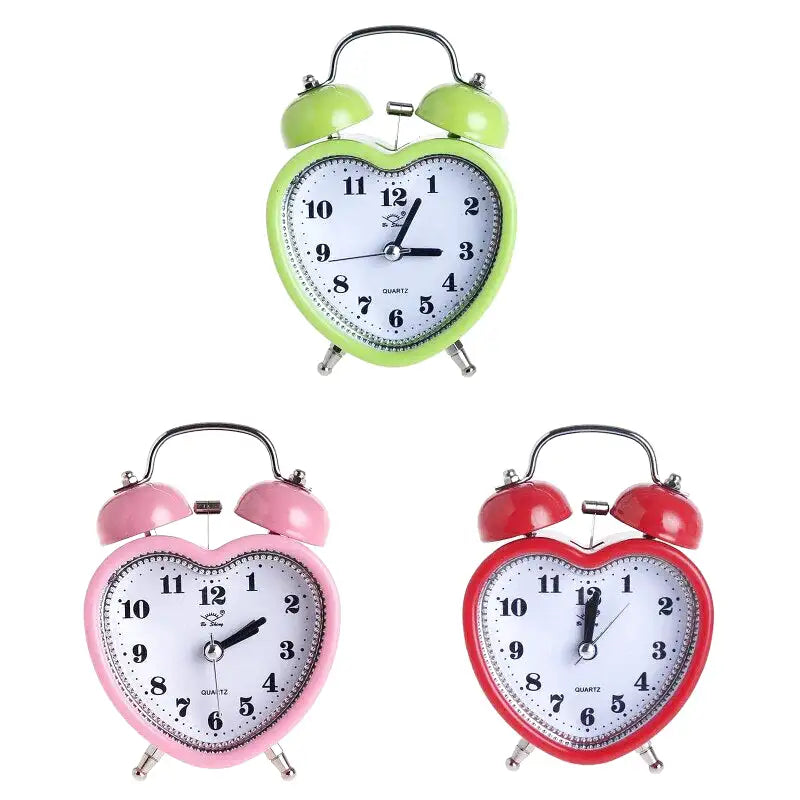 Réveil cœur rouge en métal avec strass brillants