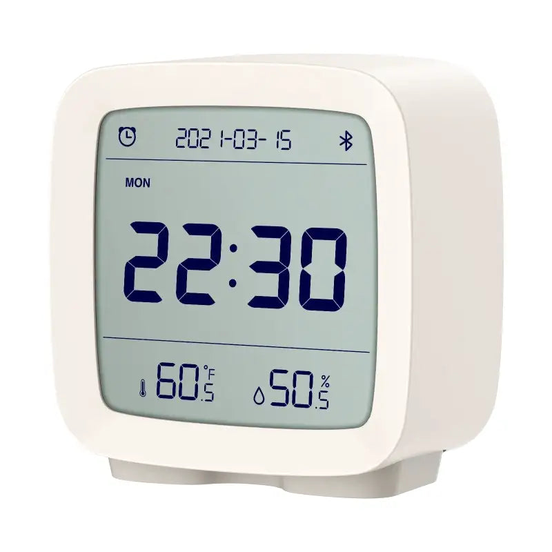 Réveil compact beige avec écran LCD multifonction