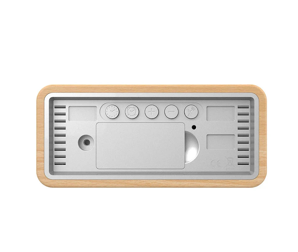 Station radio connectée avec affichage couleur et finition bois -  - reveil-connecte-intelligent - ["connect\u00e9","digital","lumineux","num\u00e9rique","radio bois","radio reveil bois","simple"]