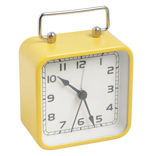 Réveil cube en métal jaune brillant