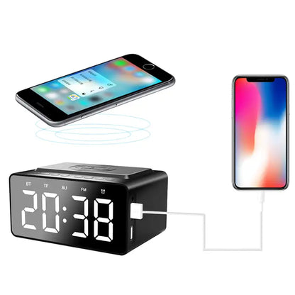 Réveil cube noir LED avec enceinte Bluetooth intégrée