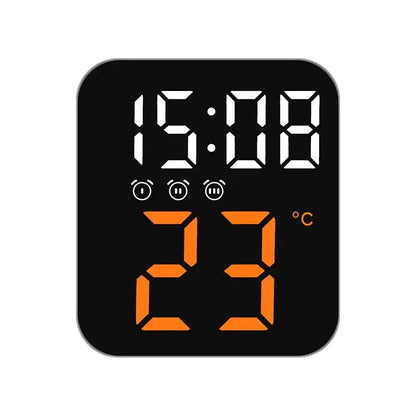 Réveil cube noir mat à LED orange