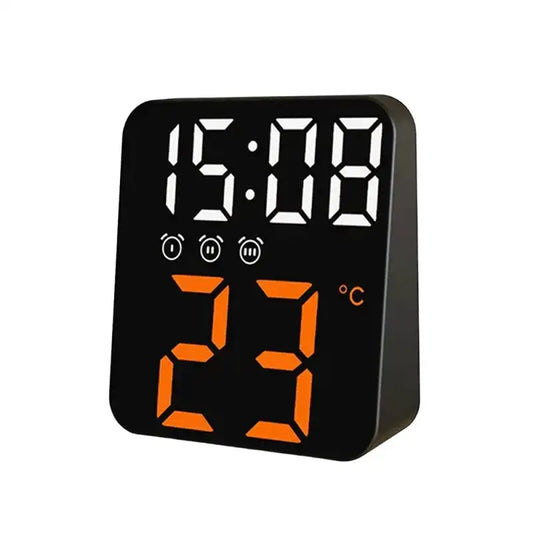 Réveil cube noir mat à LED orange