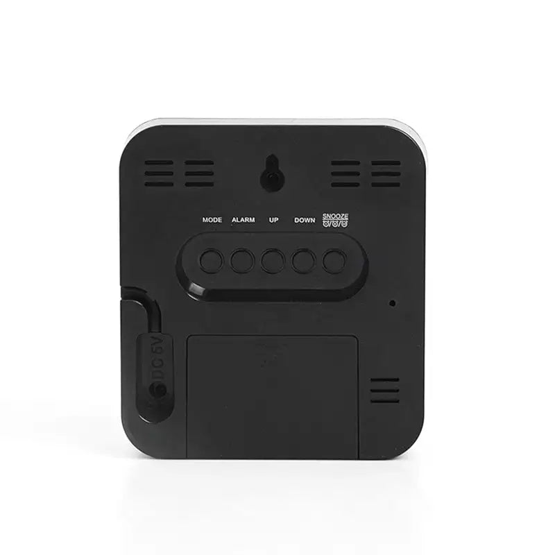 Réveil cube numérique noir avec affichage température intégré