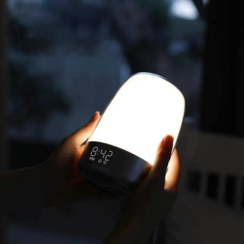 Réveil cylindrique bicolore avec affichage numérique LED