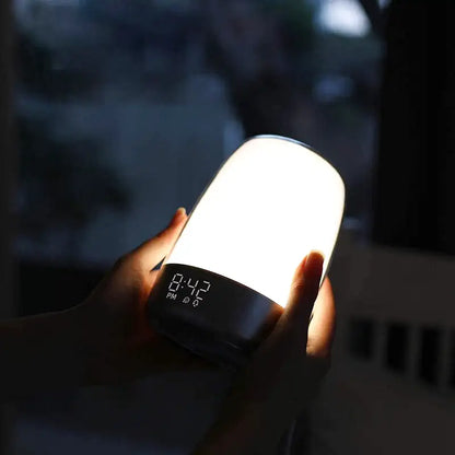 Réveil cylindrique bicolore avec affichage numérique LED